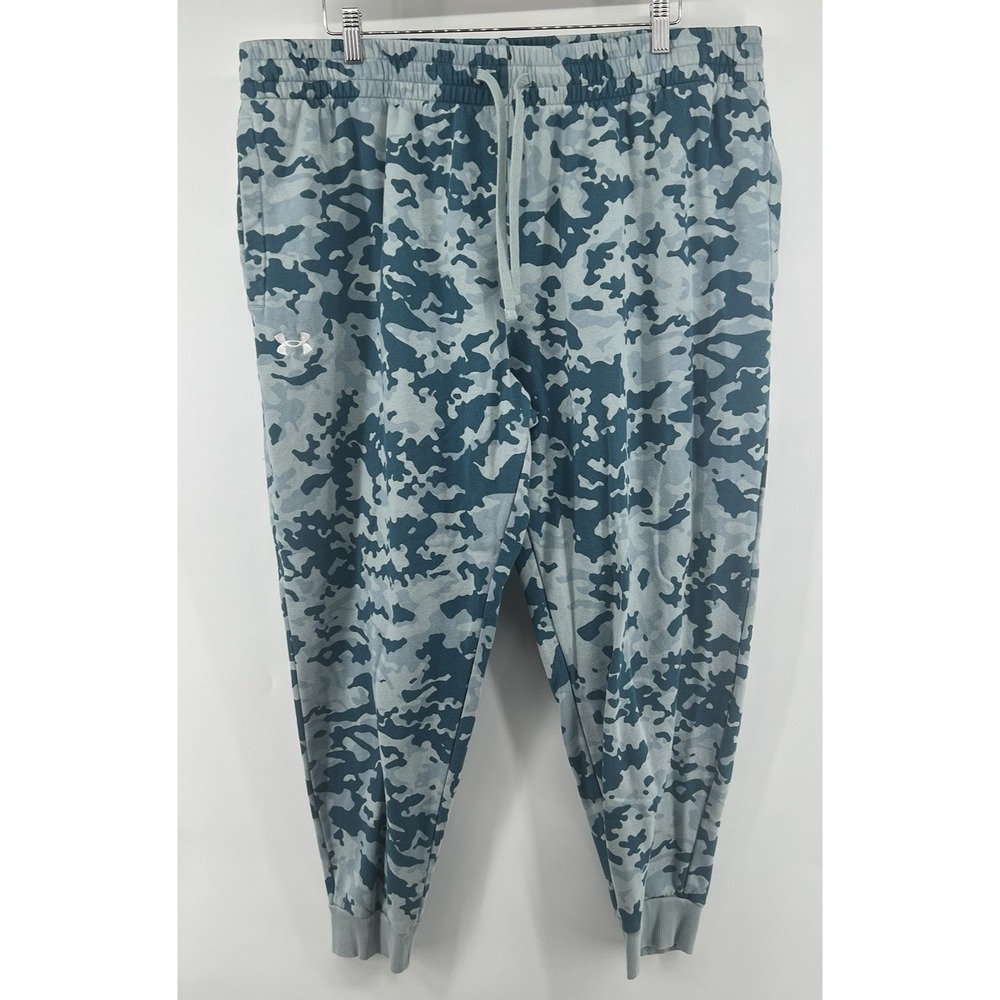 Under Armour Mens 3XL Joggers Sweatpants Camoflauge Blues 42/29 Midweight
